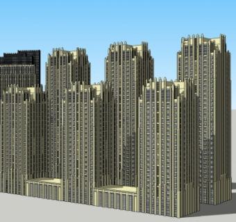 新古典高层公寓楼su模型