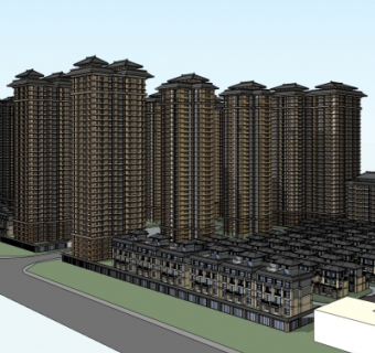 中式小区su模型