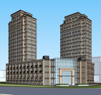 现代商住综合楼su模型