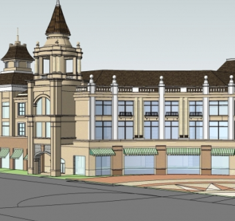 欧式商业街su模型