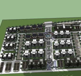 现代豪华小区规划su模型