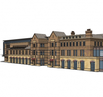 欧式商业街su模型