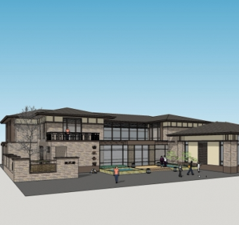 新中式商业会所su模型