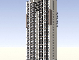 中式<em>高层</em>公寓楼su模型