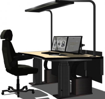 现代书桌su模型