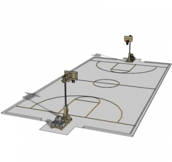 现代篮球场su模型