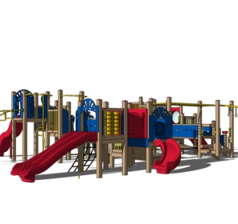 现代幼儿园滑梯su模型