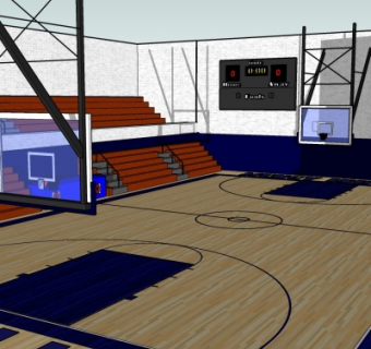 现代篮球馆su模型