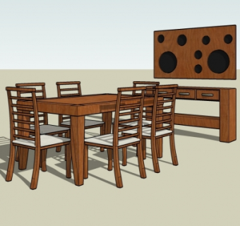 现代餐桌椅su模型