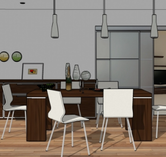 现代餐桌椅su模型