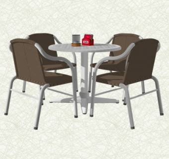 现代休闲桌椅组合su模型