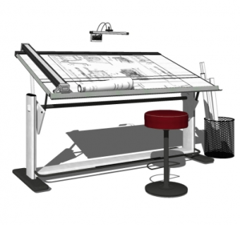 现代绘图工作桌su模型