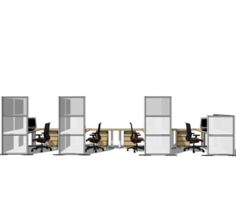 现代卡座办公桌su模型