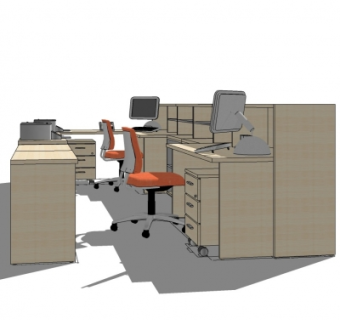 现代办公桌椅组合su模型