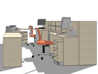 现代办公桌椅组合su模型