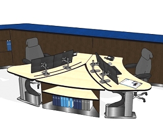 现代办公桌椅组合su模型