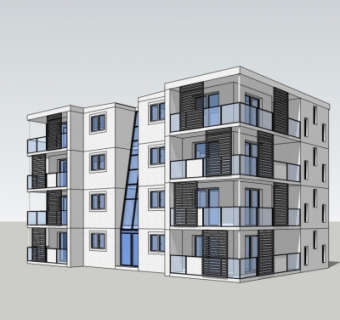 现代多层公寓楼su模型