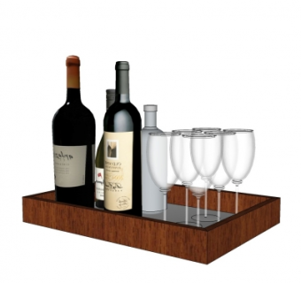 现代酒瓶酒杯组合su模型