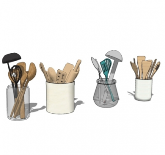 现代刀叉勺子组合su模型