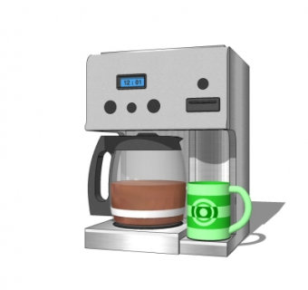 现代饮水机杯子组合su模型