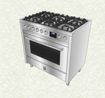 现代煤气灶烤箱组合su模型