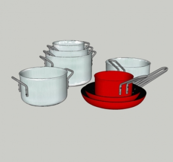 现代平底锅煮锅su模型