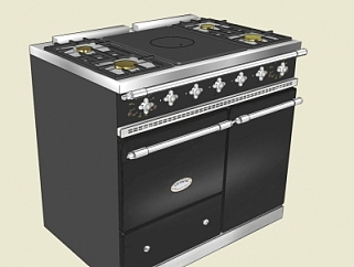现代煤气灶烤箱组合su模型