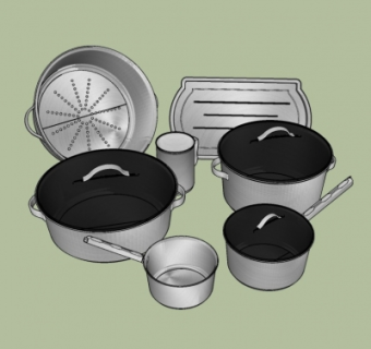 现代煮锅托盘组合su模型