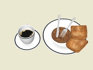 现代咖啡<em>面包</em>su模型