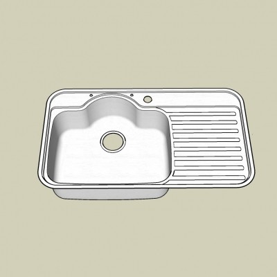 现代不锈钢水槽su模型