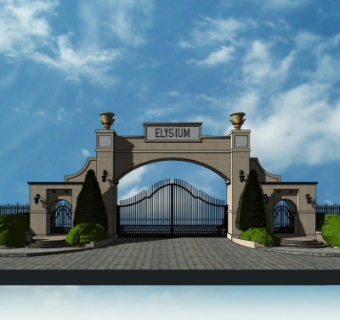 欧式小区大门su模型