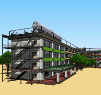 工业风学校教学楼su模型