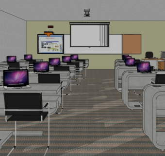 现代电脑教室su模型