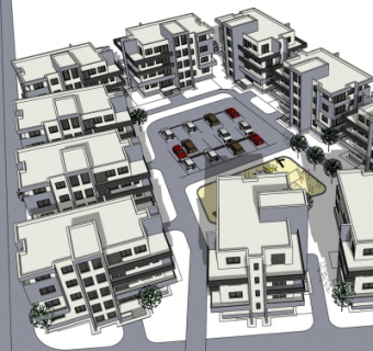 现代小区规划su模型