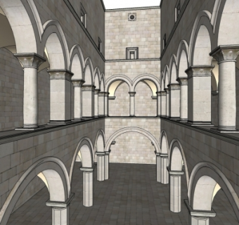 欧式城堡过道免费su模型