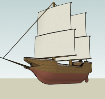 现代帆船摆件su模型