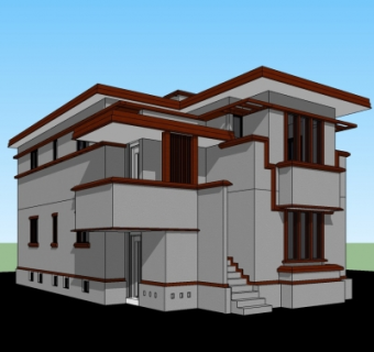 现代公寓楼su模型