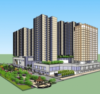 现代小区规划su模型