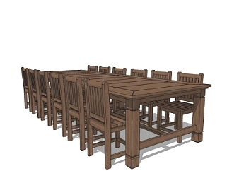 中式<em>餐桌椅组合</em>su模型