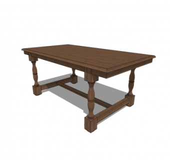 中式书桌su模型