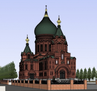 欧式教堂su模型