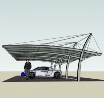 现代停车场雨棚su模型
