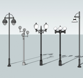 现代路灯组合su模型