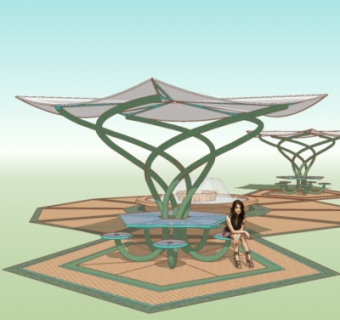 现代公用椅组合su模型