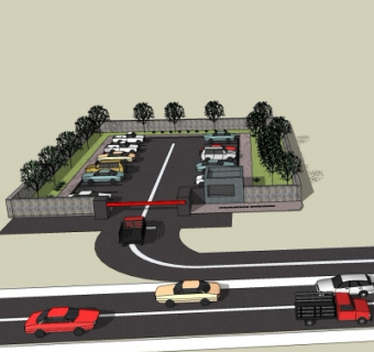 现代停车场规划su模型