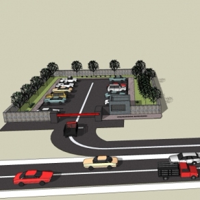 现代停车场规划su模型