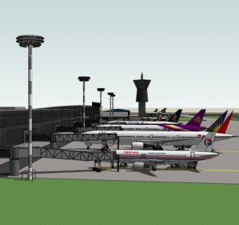 现代飞机场su模型