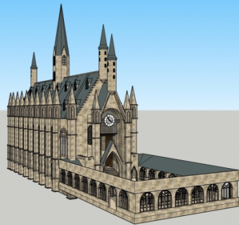 欧式古典城堡大厅su模型