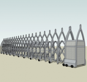 现代电动伸缩门su模型