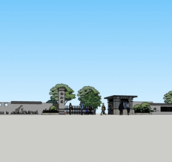 现代动物园大门su模型